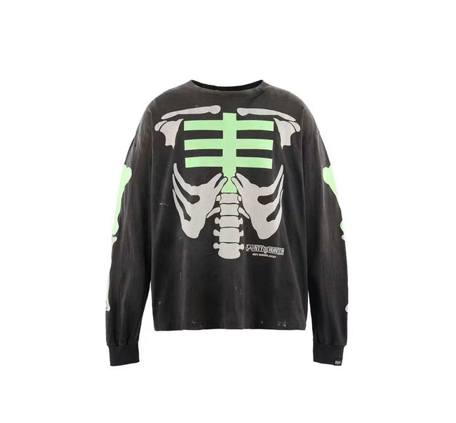 Saint Michael Skeleton Ribcage Print Knit Sweatshirt Hover Image