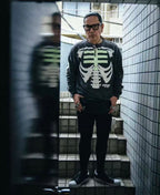 Saint Michael Skeleton Ribcage Print Knit Sweatshirt