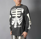 Saint Michael Skeleton Ribcage Print Knit Sweatshirt