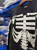 Saint Michael Skeleton Ribcage Print Knit Sweatshirt