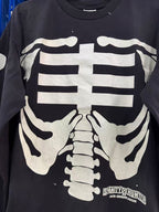 Saint Michael Skeleton Ribcage Print Knit Sweatshirt