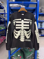 Saint Michael Skeleton Ribcage Print Knit Sweatshirt
