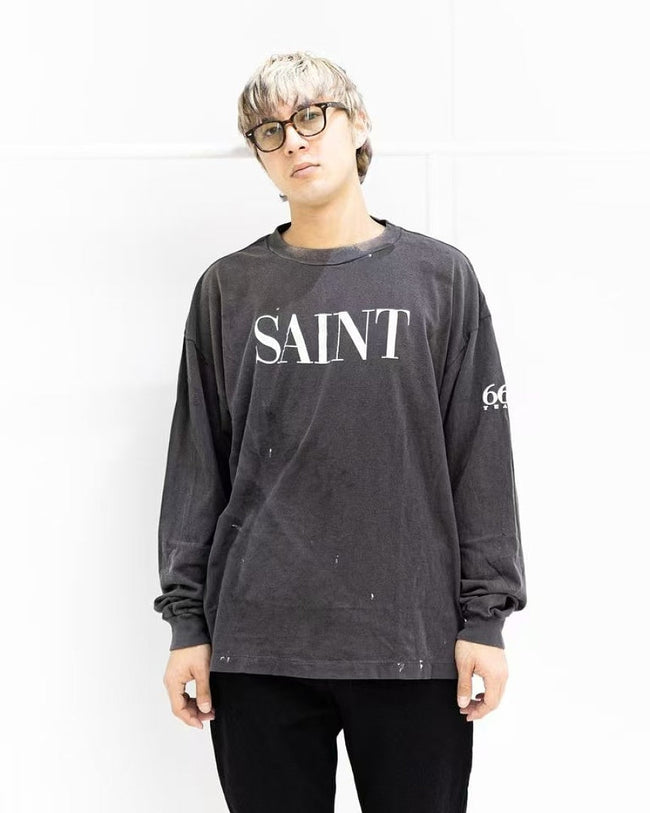 Saint Michael Distressed Minimalist Logo Sweatshirt Main Image