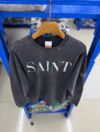 Saint Michael Distressed Minimalist Logo Sweatshirt
