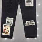 MIXED EMOTION Patchwork Graphic Carpenter Jeans
