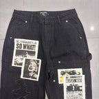 MIXED EMOTION Patchwork Graphic Carpenter Jeans