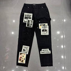 MIXED EMOTION Patchwork Graphic Carpenter Jeans