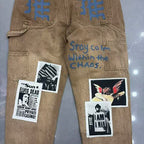 MIXED EMOTION Patchwork Graphic Carpenter Jeans