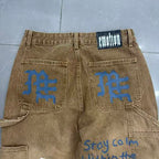 MIXED EMOTION Patchwork Graphic Carpenter Jeans