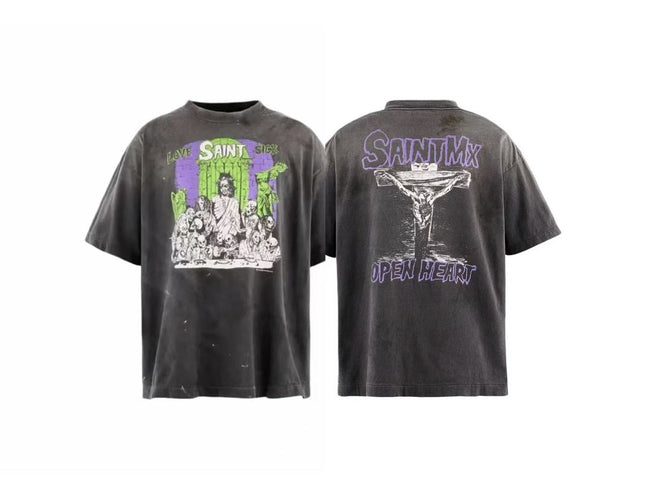 Saint Michael Graphic Art Vintage Washed Crewneck T-Shirt Hover Image