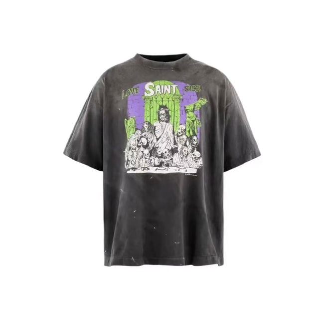 Saint Michael Graphic Art Vintage Washed Crewneck T-Shirt Main Image