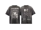Saint Michael Graphic Skull & Stud Pattern Vintage T-Shirt