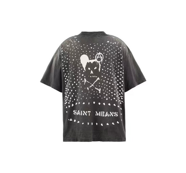 Saint Michael Graphic Skull & Stud Pattern Vintage T-Shirt Main Image