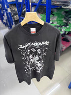 Saint Michael Graphic Skull & Stud Pattern Vintage T-Shirt