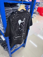 Saint Michael Graphic Skull & Stud Pattern Vintage T-Shirt
