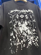 Saint Michael Graphic Skull & Stud Pattern Vintage T-Shirt