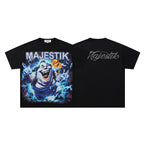 MAJESTIK Electric Ghost Graphic T-Shirt Unisex Black Y2K Cyber Gothic Lightning Oversized Streetwear Short Sleeve Top