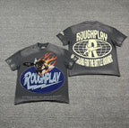 ROUGHPLAY Heavyweight Distressed Graphic Tee - Flame Oval Emblem