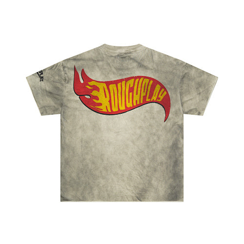 ROUGHPLAY Heavyweight Distressed Graphic Tee - Monster Truck & Flame Emblem Main Image