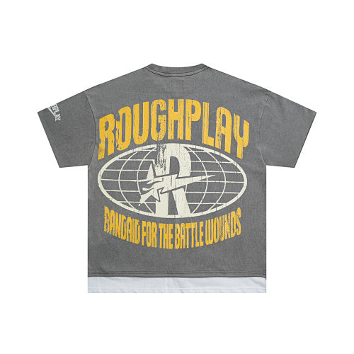 ROUGHPLAY Heavyweight Layered Graphic Tee - Electric Guitarist & Yellow Globe
