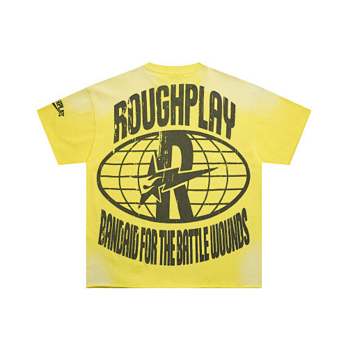 ROUGHPLAY Heavyweight Distressed Graphic Tee - Acid Yellow Skater Monster Main Image