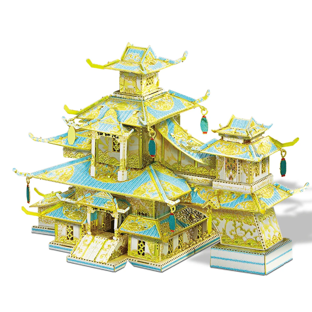 3D Metal Puzzle Chinese Temple Yellow And Blue