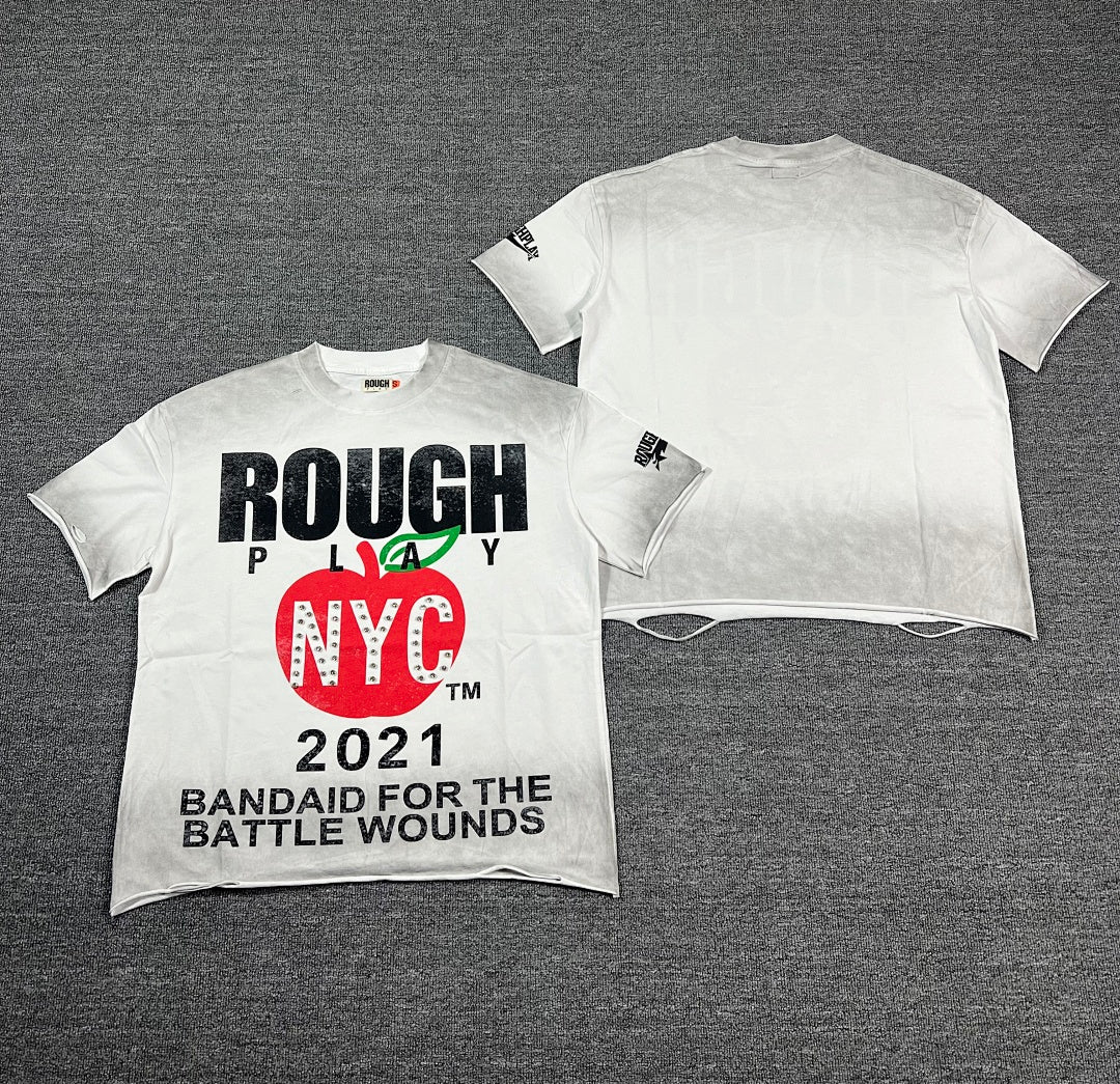 ROUGHPLAY Heavyweight Dip-Dye Graphic Tee - Red NYC Big Apple