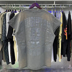 ROUGHPLAY Heavyweight Distressed Graphic Tee - Red Tank Skeleton & City Lights