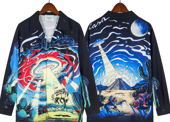Casablanca UFO Abduction & Pyramid Silk-Style Shirt - Black Hover Image
