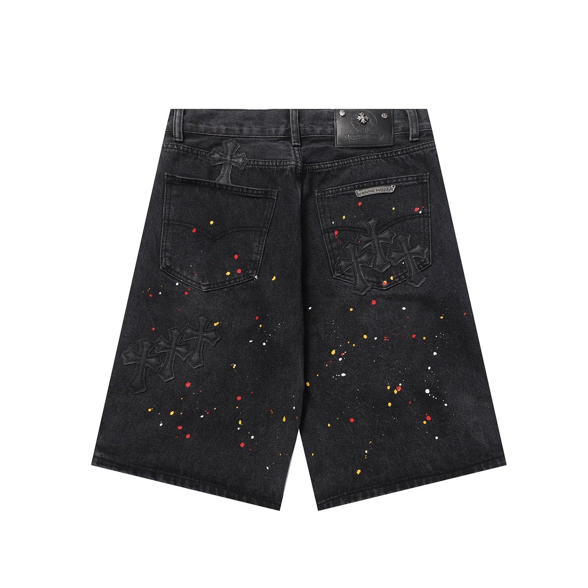 Chrome Hearts Cross Patch Embroidered & Hand-Painted Denim Shorts 9927