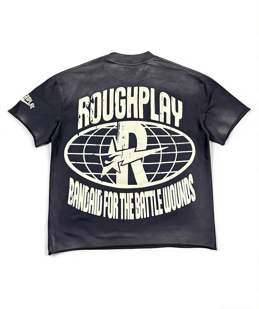 ROUGHPLAY Heavyweight Distressed Graphic Tee - Flame Oval Emblem