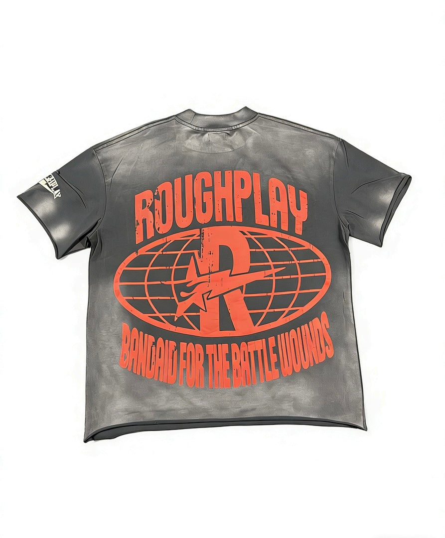 ROUGHPLAY Heavyweight Distressed Graphic Tee - Cyber Astro Boy & Crimson Moon