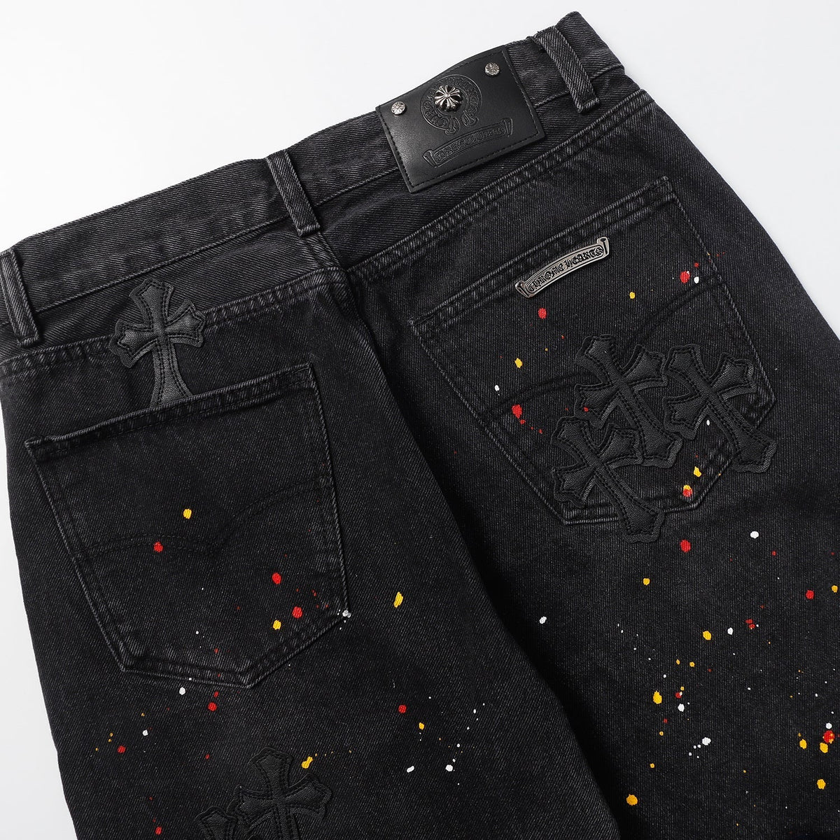 Chrome Hearts Cross Patch Embroidered & Hand-Painted Denim Shorts 9927