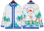 Casablanca Blue Grid & Palm Tree Silk-Style Shirt - White / Blue