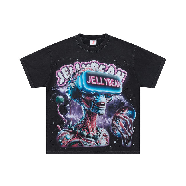 JELLYBEAN Alien VR Galaxy Graphic Oversized T‑Shirt Main Image