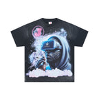 JELLYBEAN Hooded VR‑Man Galaxy Graphic Oversized T‑Shirt