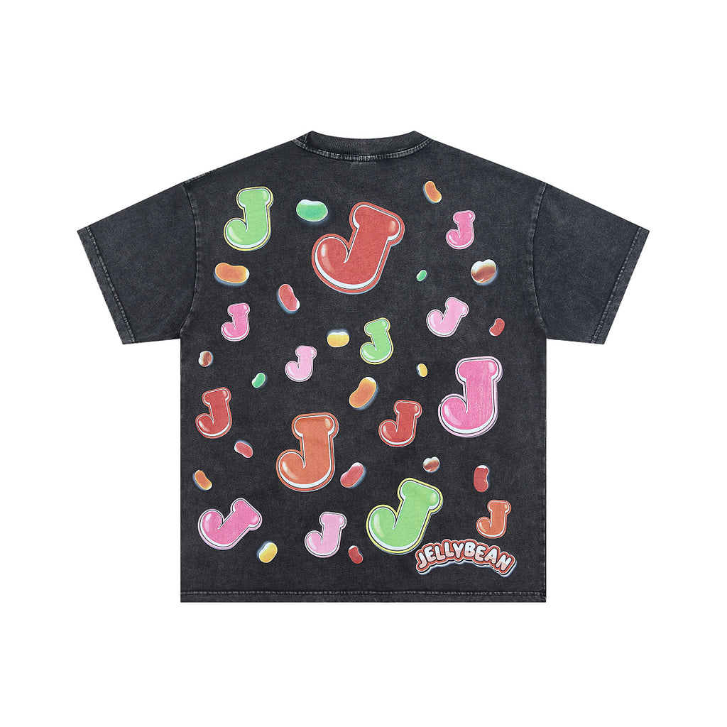 JELLYBEAN Mad Scientist Jelly‑Bean Graphic Oversized T‑Shirt