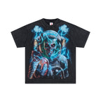 JELLYBEAN Skull Astronaut Lightning Graphic Oversized T‑Shirt