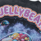 JELLYBEAN Cyborg Skull Jelly Bean Splash Graphic Oversized T‑Shirt