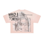 RARE PEACE Angel Collage Vintage Cropped Oversized T‑Shirt