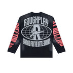ROUGHPLAY Vintage Graphic Long Sleeve Shirt Unisex Heavyweight Crewneck Sweatshirt Dark Y2K Streetwear Top