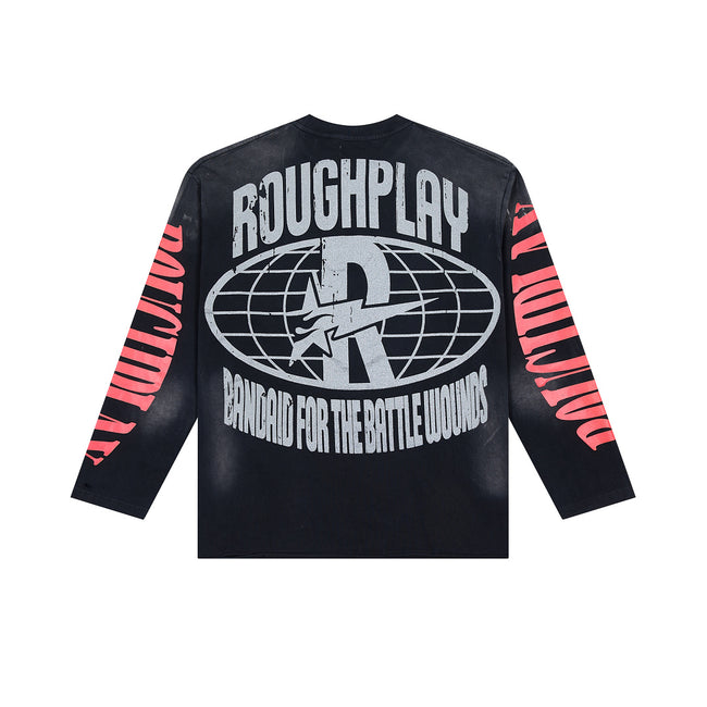 ROUGHPLAY Vintage Graphic Long Sleeve Shirt Unisex Heavyweight Crewneck Sweatshirt Dark Y2K Streetwear Top Main Image