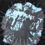 RARE PEACE Vintage‑Figure Rhinestone Cropped Oversized T‑Shirt