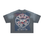 RARE PEACE Horror‑Statue‑of‑Liberty Cropped Oversized T‑Shirt