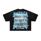 RARE PEACE Trust No One Vintage‑Angel Cropped Oversized T‑Shirt
