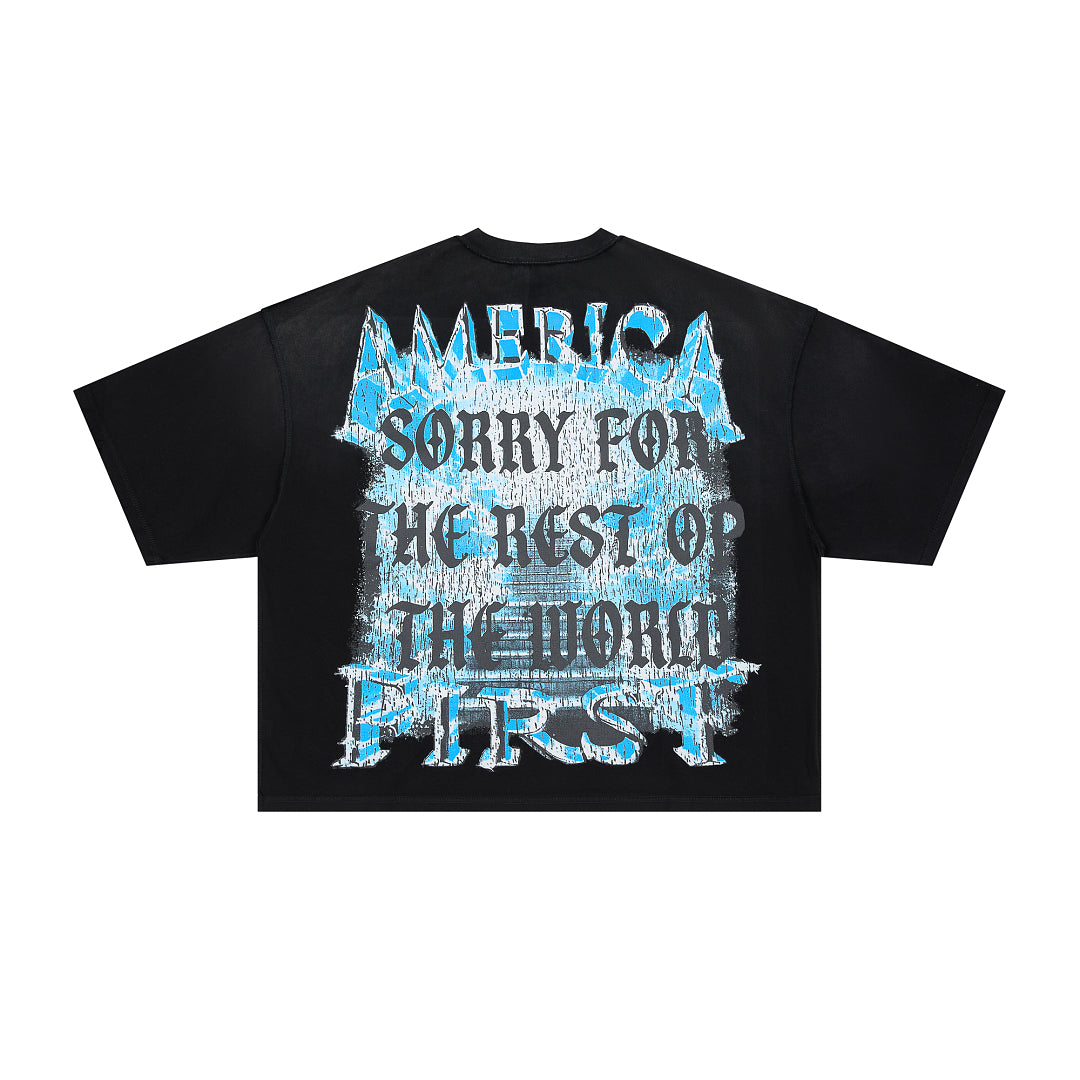 RARE PEACE Trust No One Vintage‑Angel Cropped Oversized T‑Shirt