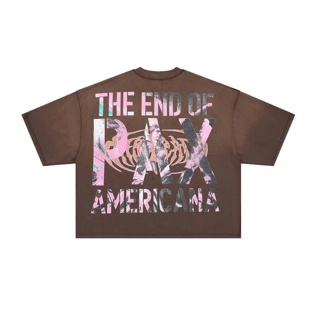 RARE PEACE Welcome To The Dark Age 2.0 Angel‑Print Cropped Oversized T‑Shirt