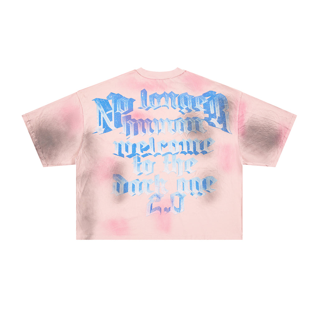 RARE PEACE Headset‑Skull Rhinestone Cropped Oversized T‑Shirt