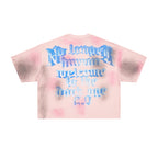 RARE PEACE Headset‑Skull Rhinestone Cropped Oversized T‑Shirt