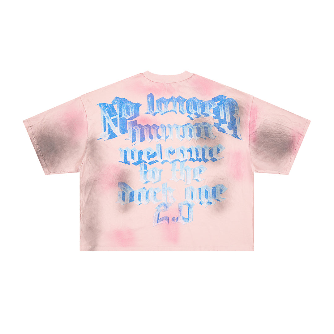 RARE PEACE Headset‑Skull Rhinestone Cropped Oversized T‑Shirt